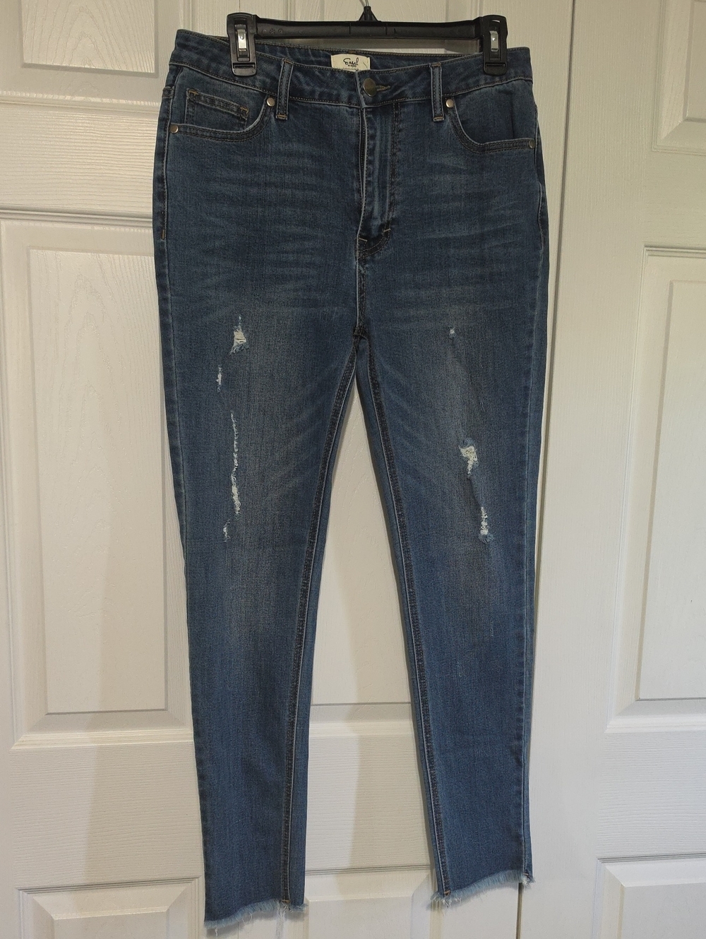 easel Dark Blue Skinny Jeans with Distressed Detail